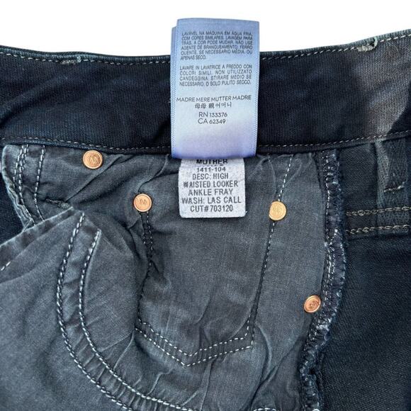 MOTHER Denim High Waisted Looker Ankle Fray Size 27 Wash: Last Call Black - Picture 8 of 11